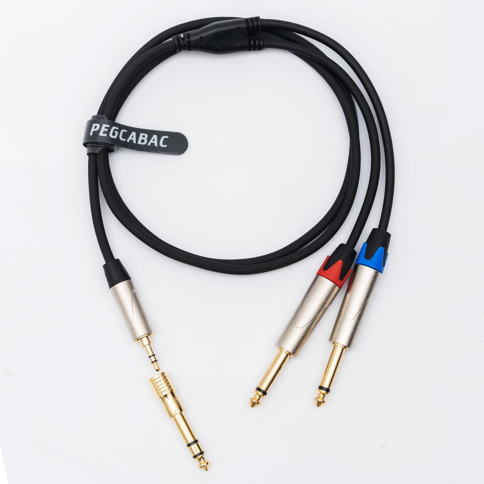 Cavo splitter a Y da 1/8" a doppio 1/4", stereo TRS da 6,35 mm a doppio jack mono TS mono da 6,35 mm, con adattatore extra placcato oro da 1/4 a 3,5 mm, 1,2 m
