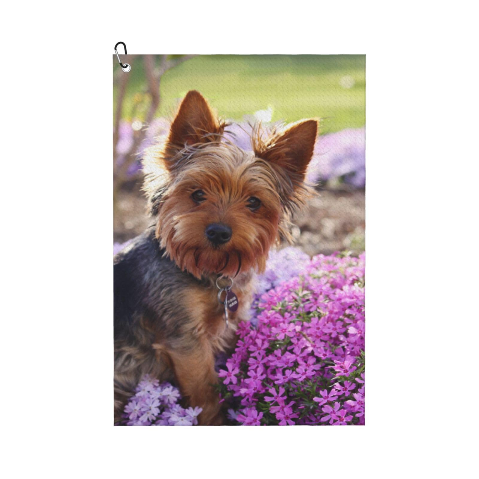 Hnnkloy Yorkshire Terrier Dog, 16x24 in Portable Waffle Golf Towels with Carabiner Clip for Golf Bag