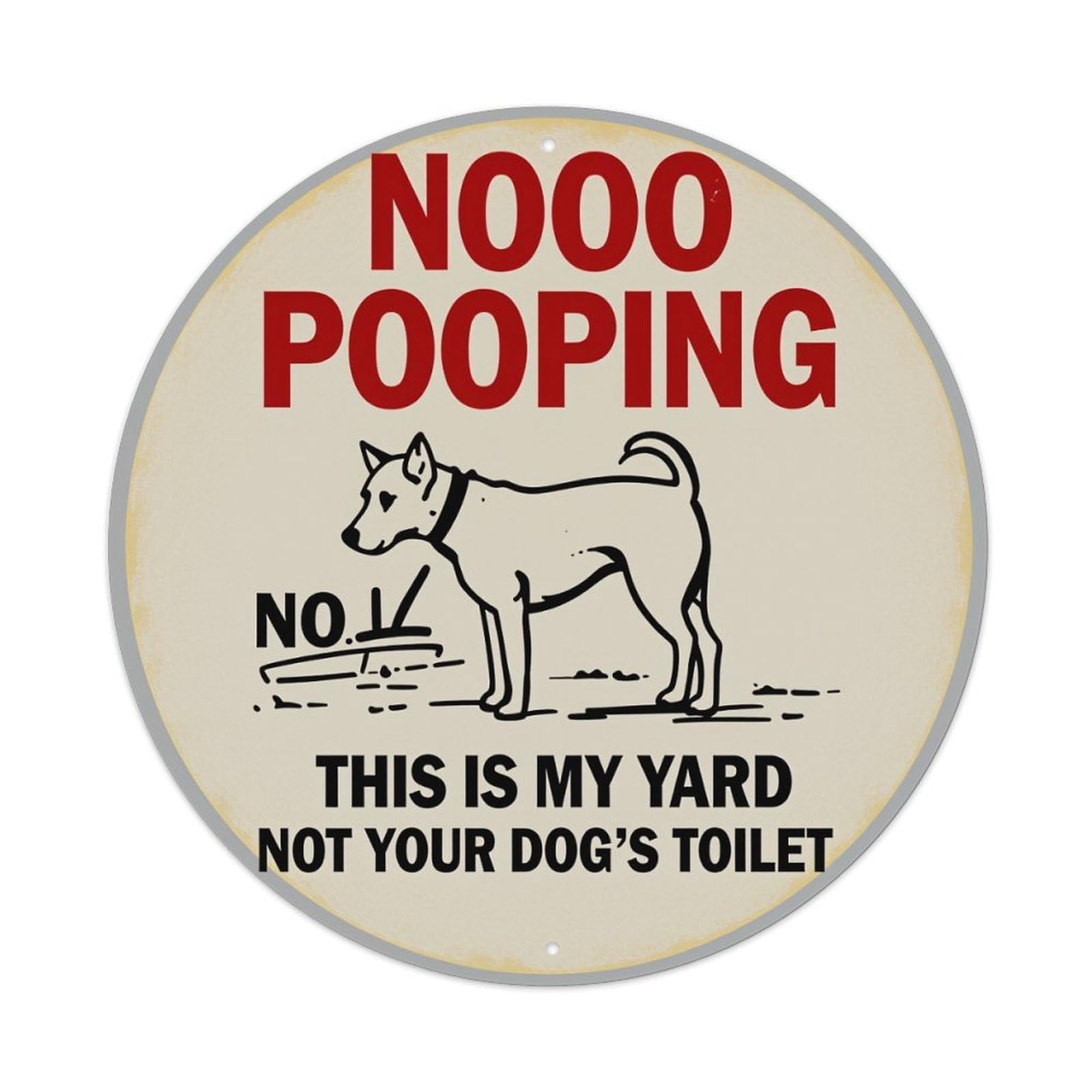 No Pooping Dog Yard Sign Round Tin Sign Vintage Metal Poster, Home Bar Garage Man Cave Cafe Indoor & Outdoor Wall Decoration 8x8Inches