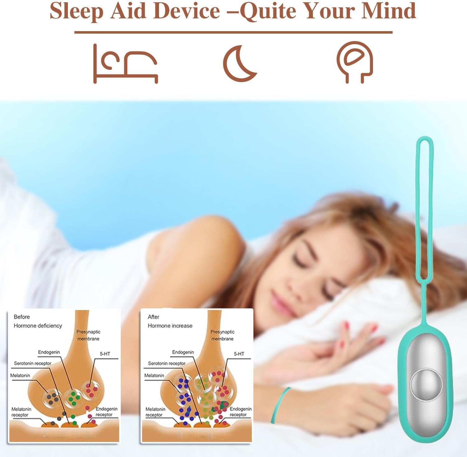 Einschlafhilfegerät, Schlafhilfegerät，Sleep Aid Device USB Aufladung Mikrostrom Schlafhilfe Handheld-schlafhilfegerät zur Entspannung, Schnellen und Tiefen Schlaf (Blau)