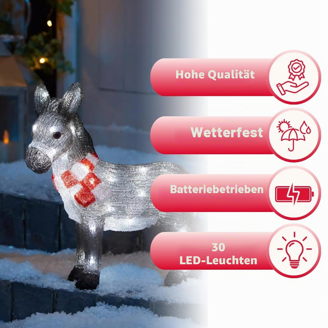 Marco Paul Interiors Weihnachtsdekoration, beleuchtet, Acryl, LED, für den Innen- und Außenbereich, beleuchtet, Gartenornament, festliche Dekoration, Beleuchtung, beleuchtete Figur, Neuheit Statue