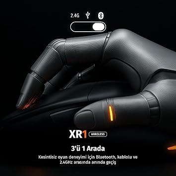 Section XR1 Kablosuz Oyuncu Mouse, 10000 DPI, RGB Aydınlatma, 6 Tuş, 2.4G + Bluetooth + Kablolu, Type-C Şarjlı