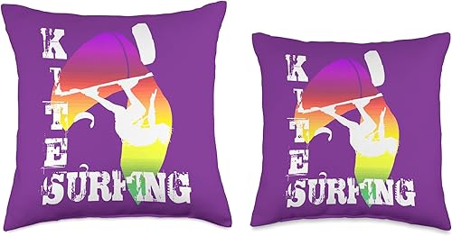 Miniatura 3 de Surfing with Freestyle Kitesurfer and Kite 11 Throw Pillow, 18x18, Multicolor