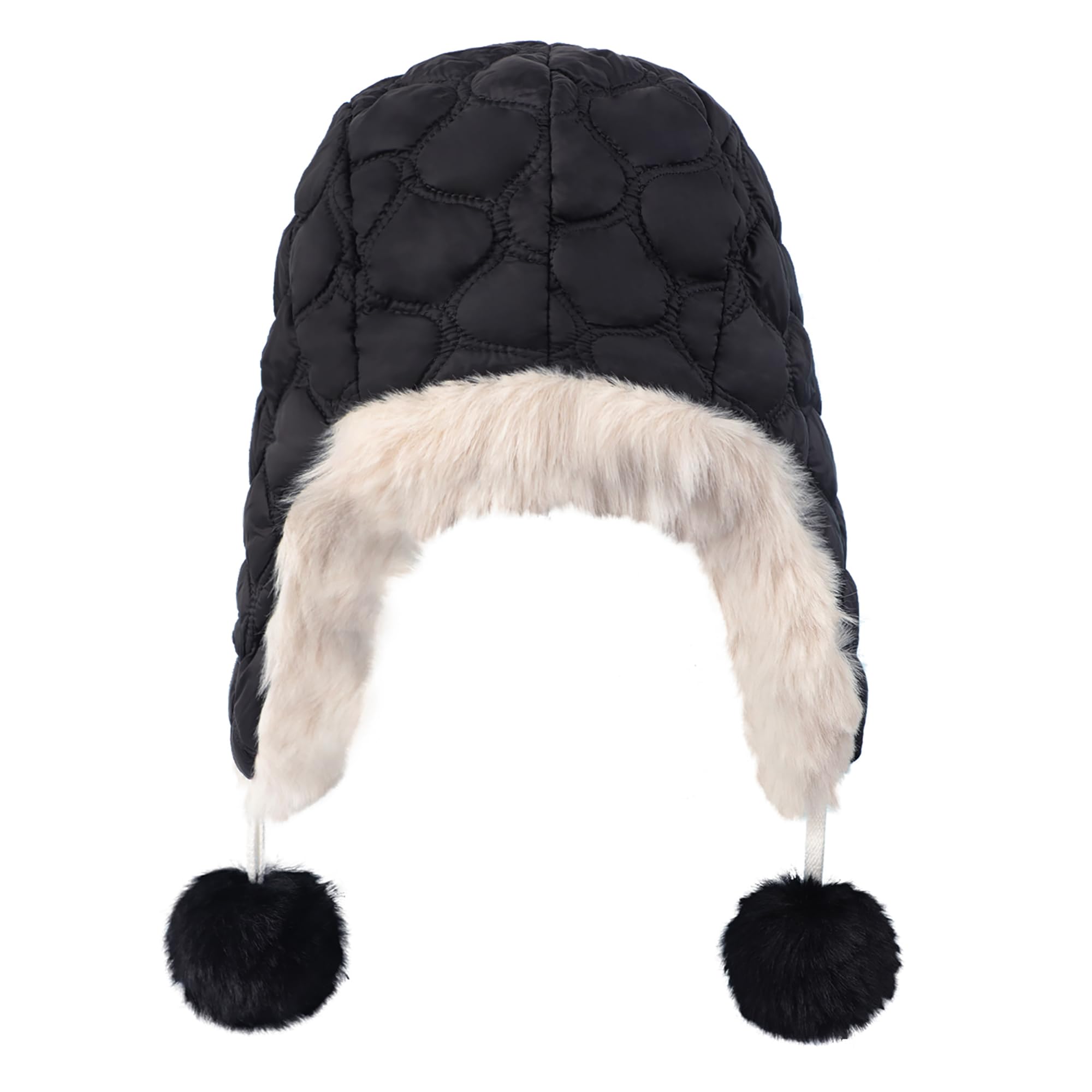 JIAHG Chapeau de Trappeur avec Oreilles de Renard pour Femme et Fille Chapka d'hiver à Pompons Doublure en Peluche Épais Chaud Cagoule avec Oreillettes Bonnet de Ski Neige Snowboard