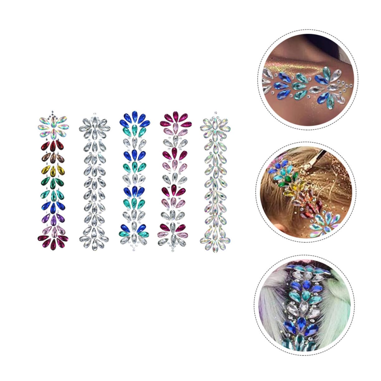 Healvian 10pezzi Adesivi Per Viso e Occhi Con Gemme Strass Glitterate Stickers Acrilico Impermeabili Per Festival e Party Decorazione Unica Per Trucco e