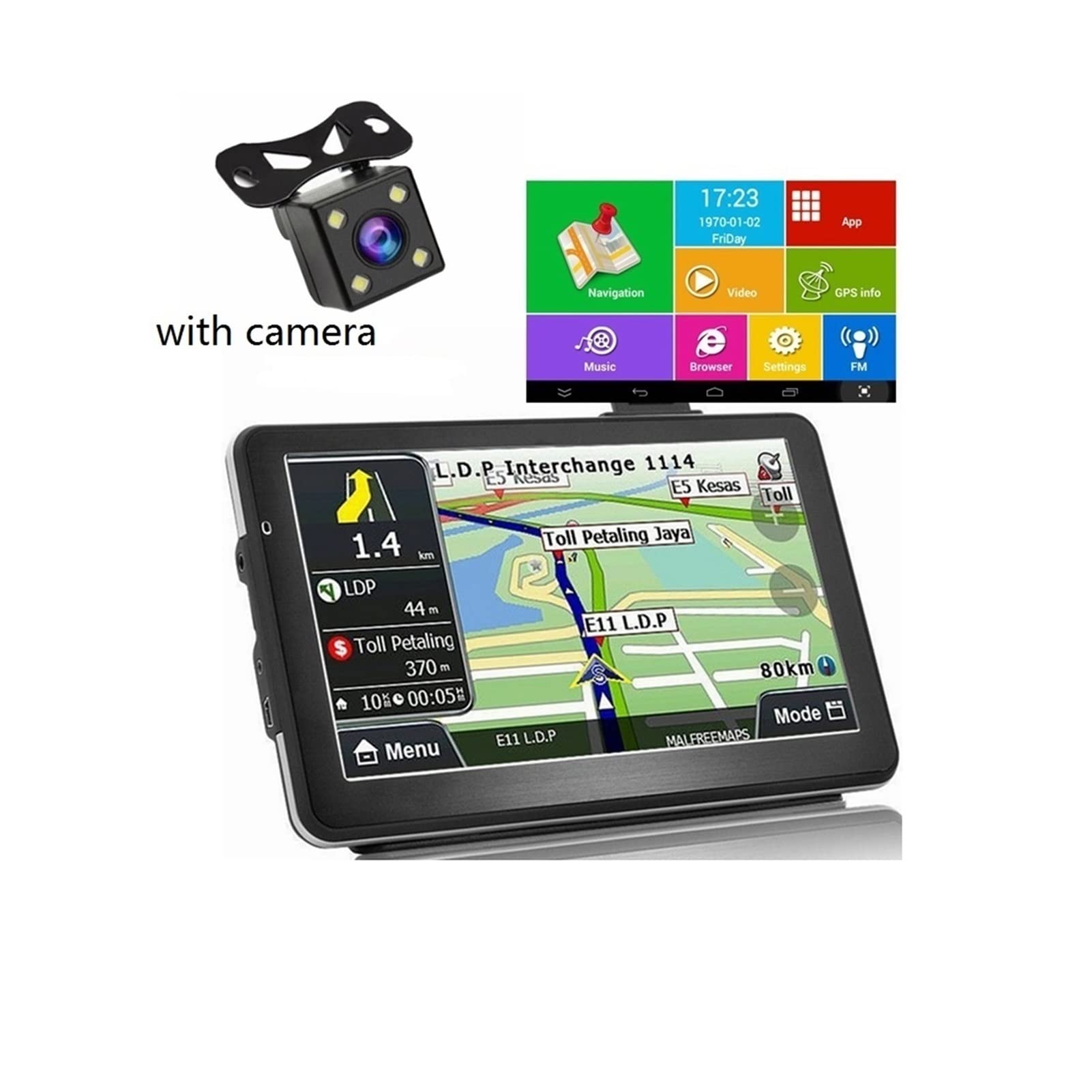 7 "Pollice 1 6 GB. Navigatore auto GPS Navigazione Sat na. AV-IN. Telecamera posteriore WiFi Fm. Mappe gratuite del trasmettitore(Add Rear Camera)