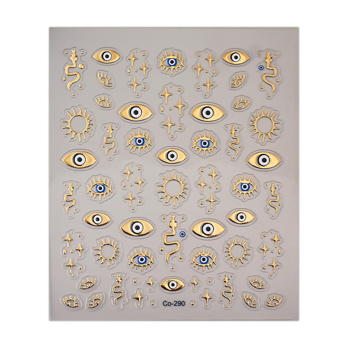 Adesivi per unghie dorati 3D con motivo malocchio dorato, decalcomanie dorate con stella di serpente, decalcomanie dorate per unghie, disegni autoadesivi, forniture per nail art