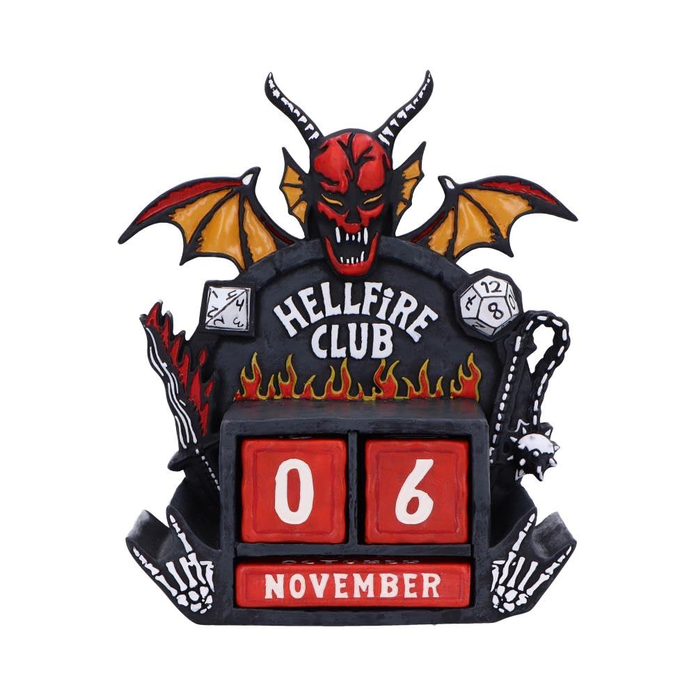 Stranger Things Hellfire Club Perpetual Calendar – Official Collectible Desk Display with Interchangeable Date Blocks