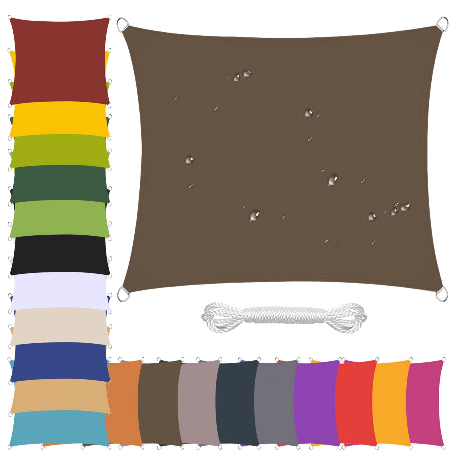 Voile d'ombrage rectangulaire 4x6m marron pour extérieur et jardin imperméable