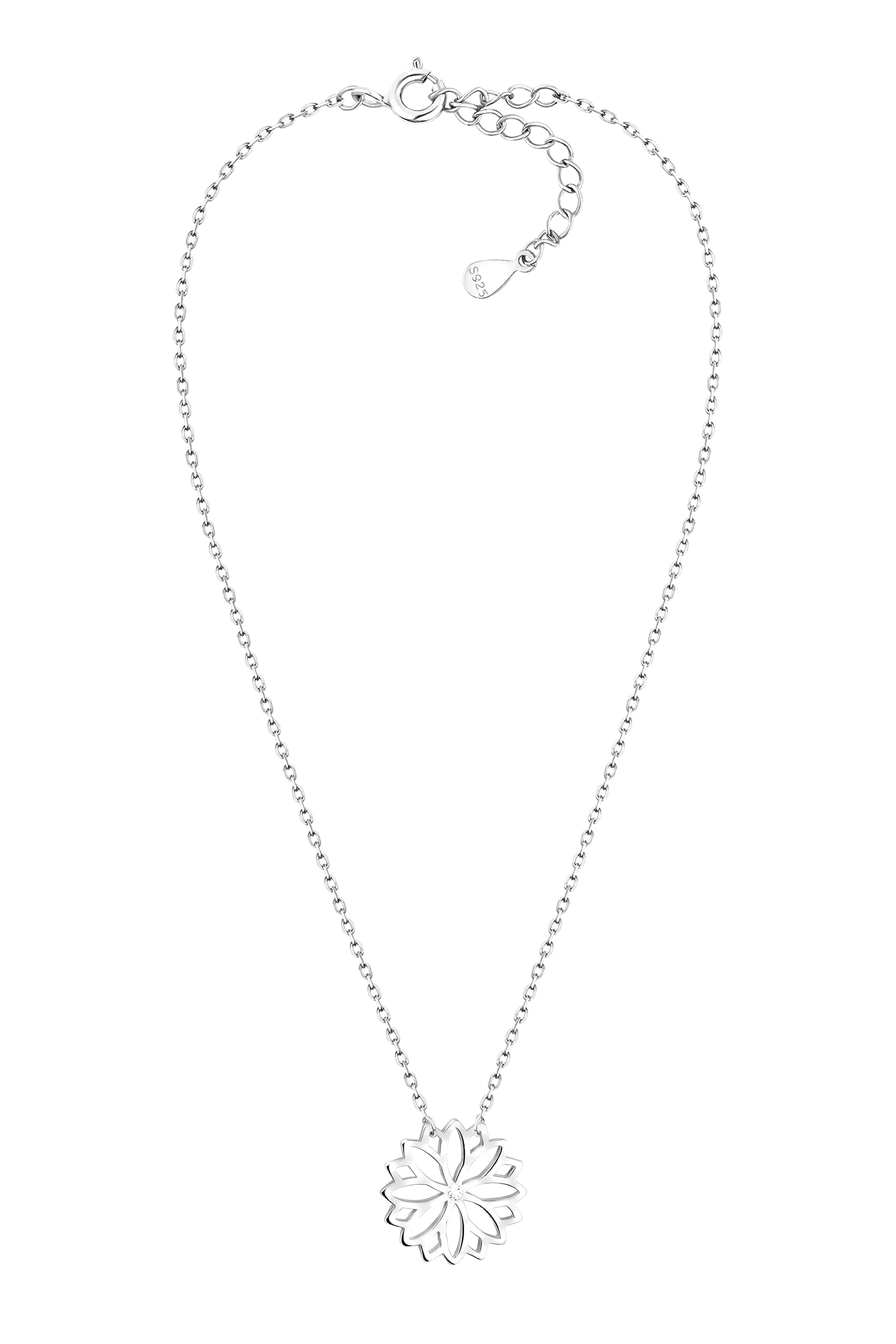 Sofia Milani - Collana da Donna in Argento 925 - con Pietra Zircone - Ciondolo a Fiore