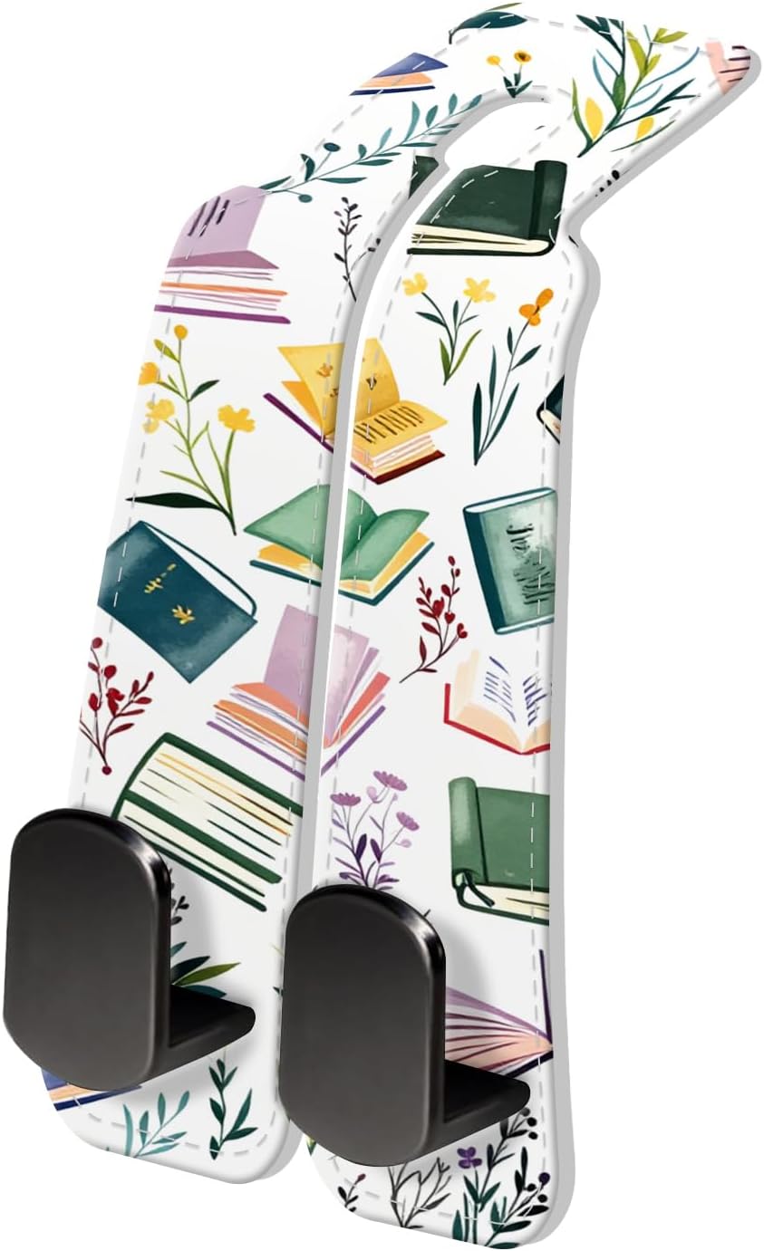 PU Leather Car Seat Hook, Storage Headrest Hanger, Cute Car Backseat Organizer, Car Hooks For Purses and Bags, Bookshelf