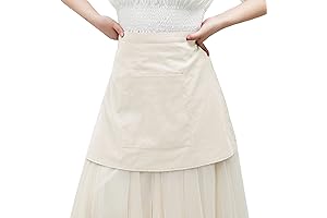 KUOIN Medieval Renaissance Peasant Half Waist Linen Apron, Cosplay Chef Waiter Apron, w/Pocket