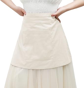 KUOIN Medieval Vintage Apron with Pocket Linen Half Waist Aprons Chef Waiter Maid Renaissance Costume