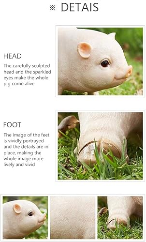 Miniatura 5 de Adornos de jardín, estatua de jardín, lindo cerdo divertido para interiores y exteriores, escultura de césped, figuras de jardín decorativas (Mini,