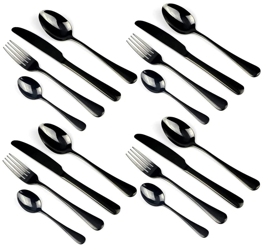 M.T. BROTHERS - Stainless Steel Flatware Set, Tableware Cutlery Set, Utensils for Kitchens, Dishwasher Safe(Fork 4+Knife 4+Salad Spoon 4+Tea Spoon 4) (Black Spoon, 16) (B0BFBL9196) Amazon Price History, Amazon Price Tracker