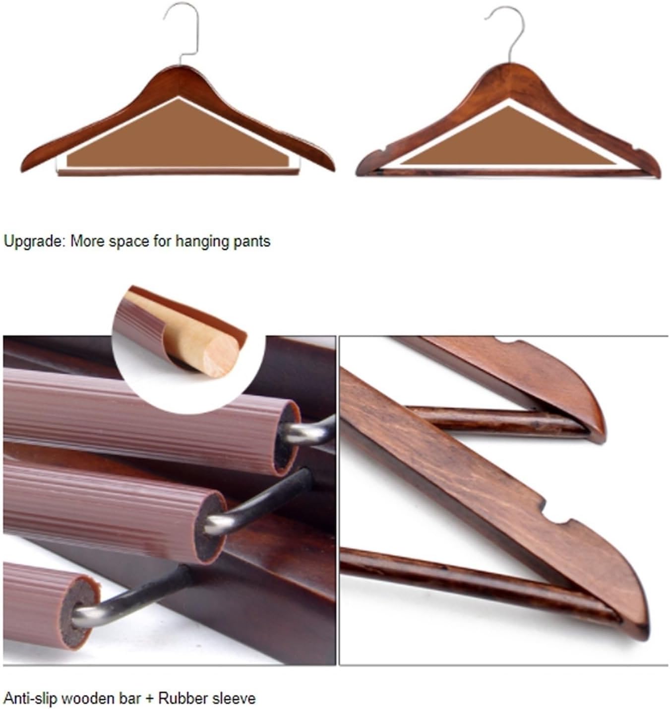 Clip Drying Rack Wooden Suit Coat Hangers Smooth Finish Wooden Dress Hangers with Non Slip Pant Bar, 360 Swivel Hook and Notches for Jacket Pant Shirt Clip Clothes Drying Rack(Natural,5 Pack)