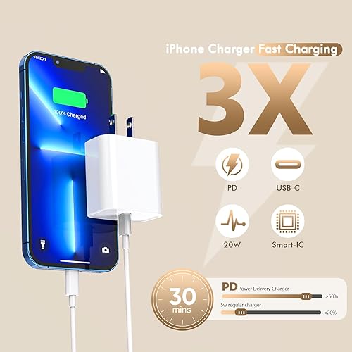 Miniatura 7 de Cargador para iPhone, paquete de 2 cables Lightning largos de 10 pies, certificado Apple MFi cable Lightning de carga rápida extra largo de 10 pies,