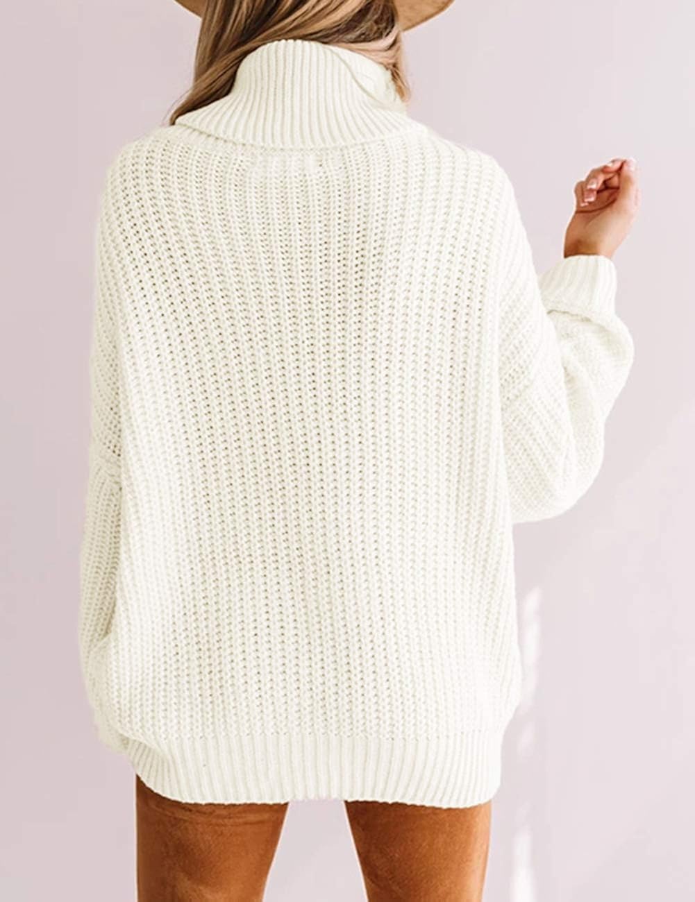 ZESICA Women's Long Sleeve Turtleneck Chunky Knit Loose Oversized Sweater Pullover Jumper Tops at  Women’s Clothing store
