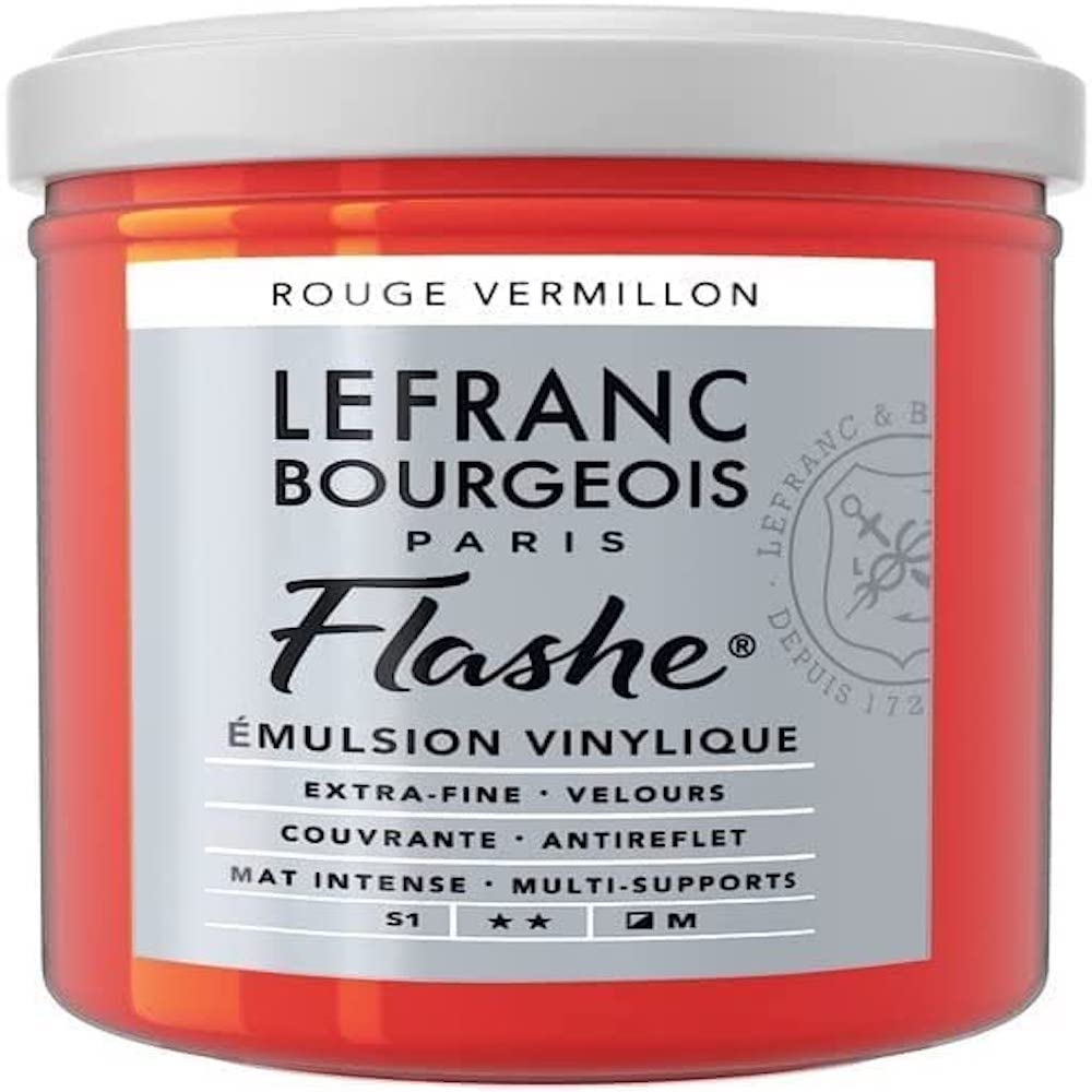 Lefranc Bourgeois Flashe, Extra-Fine Acrylic Vinyl Emulsion, Artists Quality, Vermilion Red, 125ml Pot, 125 ml (Pack of 1)