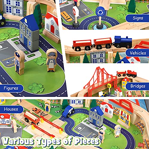 Mrkayll TM10001 Wooden Train Set W/Storage Drawer, Train Set Table W/Tracks thumb #2