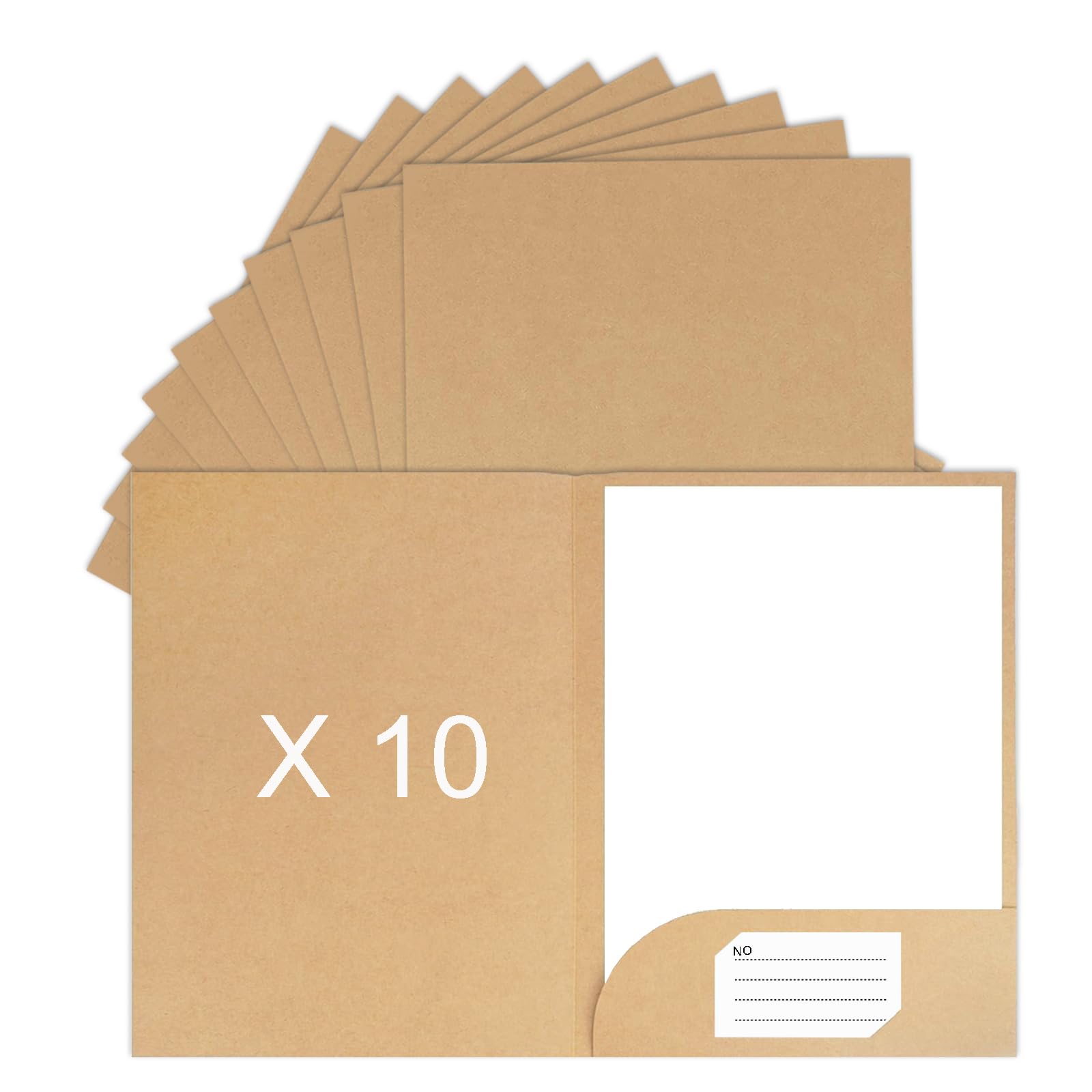 SOYIRI 10 Pack Kraft Paper File Folders A4, Presentation Folder with Cards Slot for Office School Business Home