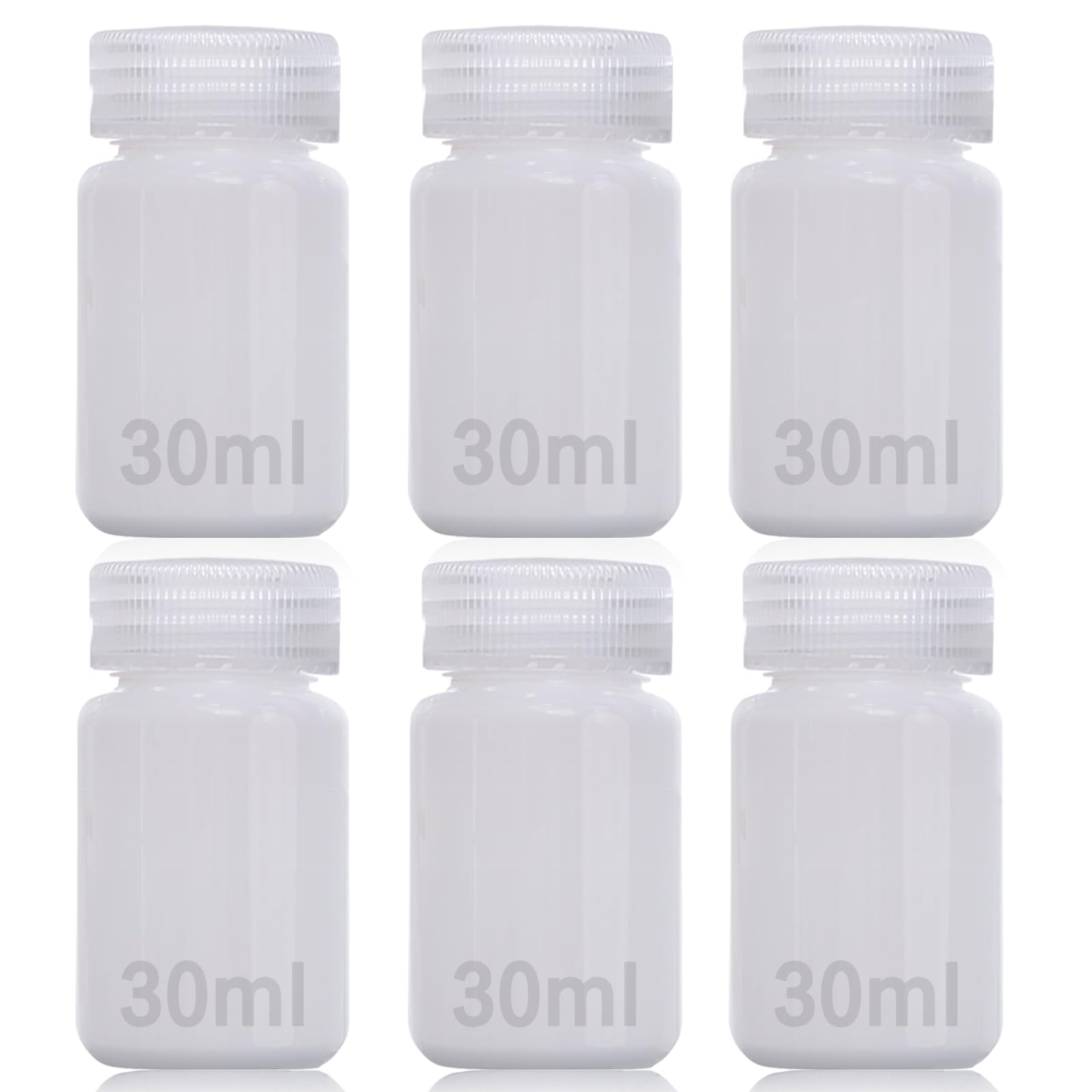6 Flaconi HDPE 30 Ml A Collo Largo | Borraccette Da Laboratorio A Prova Di Perdite | Traslucide Per Pillole, Campioni D'acqua E Cosmetici