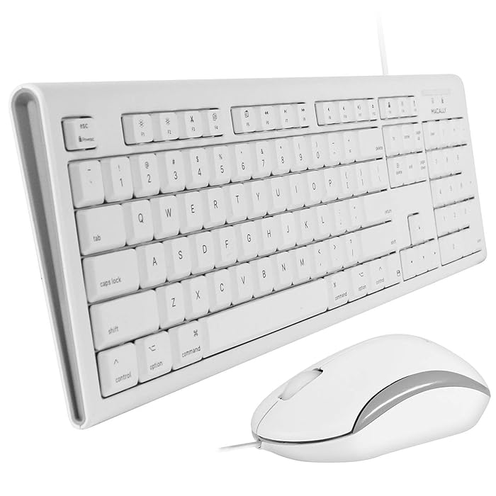 Buy Macally Full Size USB Wired Keyboard & Mouse Combo for Mac Mini Pro, iMac Desktop Computer