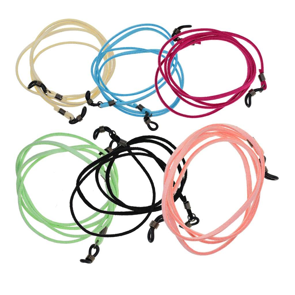 CALANDIS® 6 Pieces/Colors Leather Suede Sunglass Holder Strap Glasses Eyewear Retainer Cord Universal Fit Non-Slip Sunglass String Holder Cords-image-47