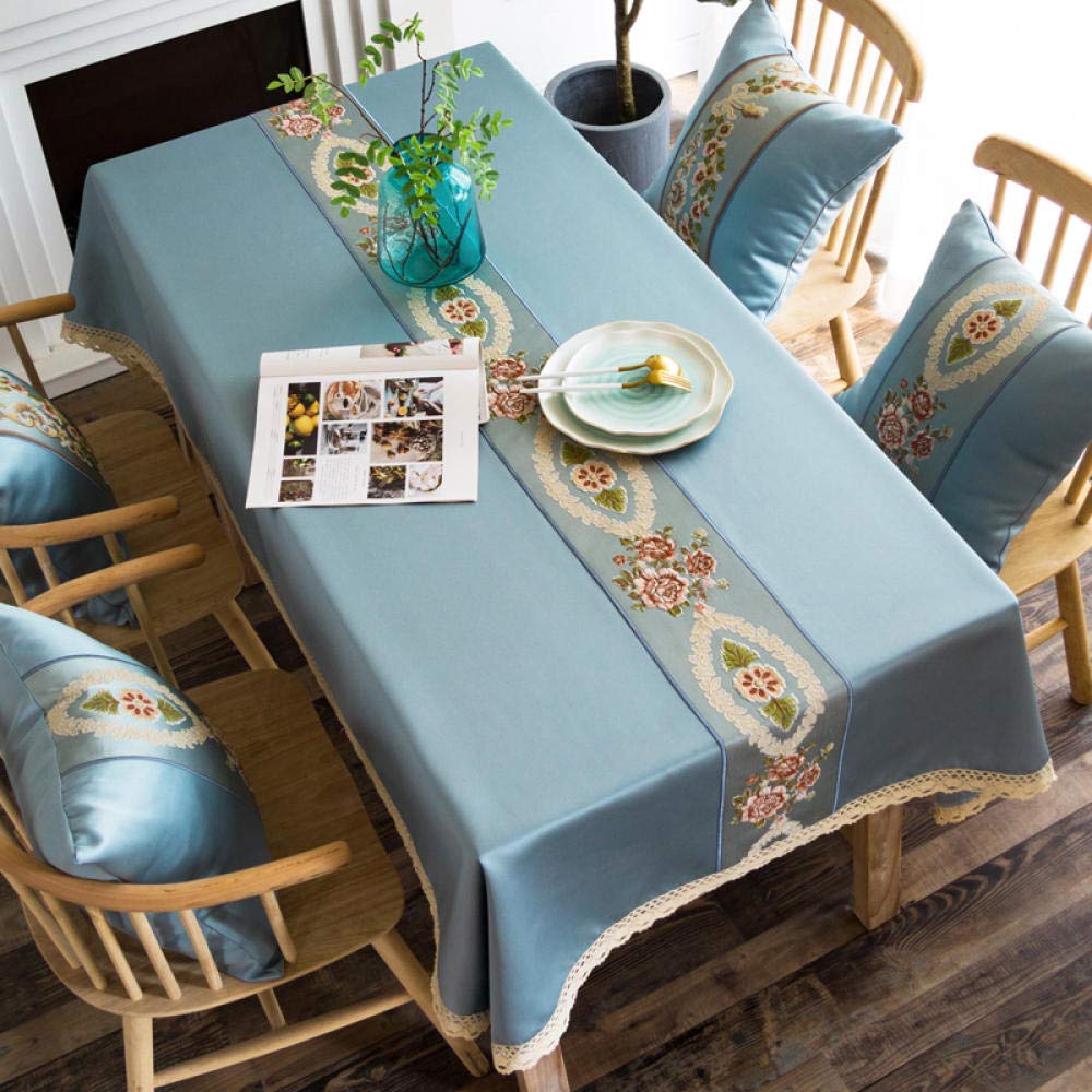 Schutz Tischdecke Folie Lebensmittelecht Soft Cotton Linen Abwaschbare Tischdecke nach Wunschmaß Blue 100 × 100cm