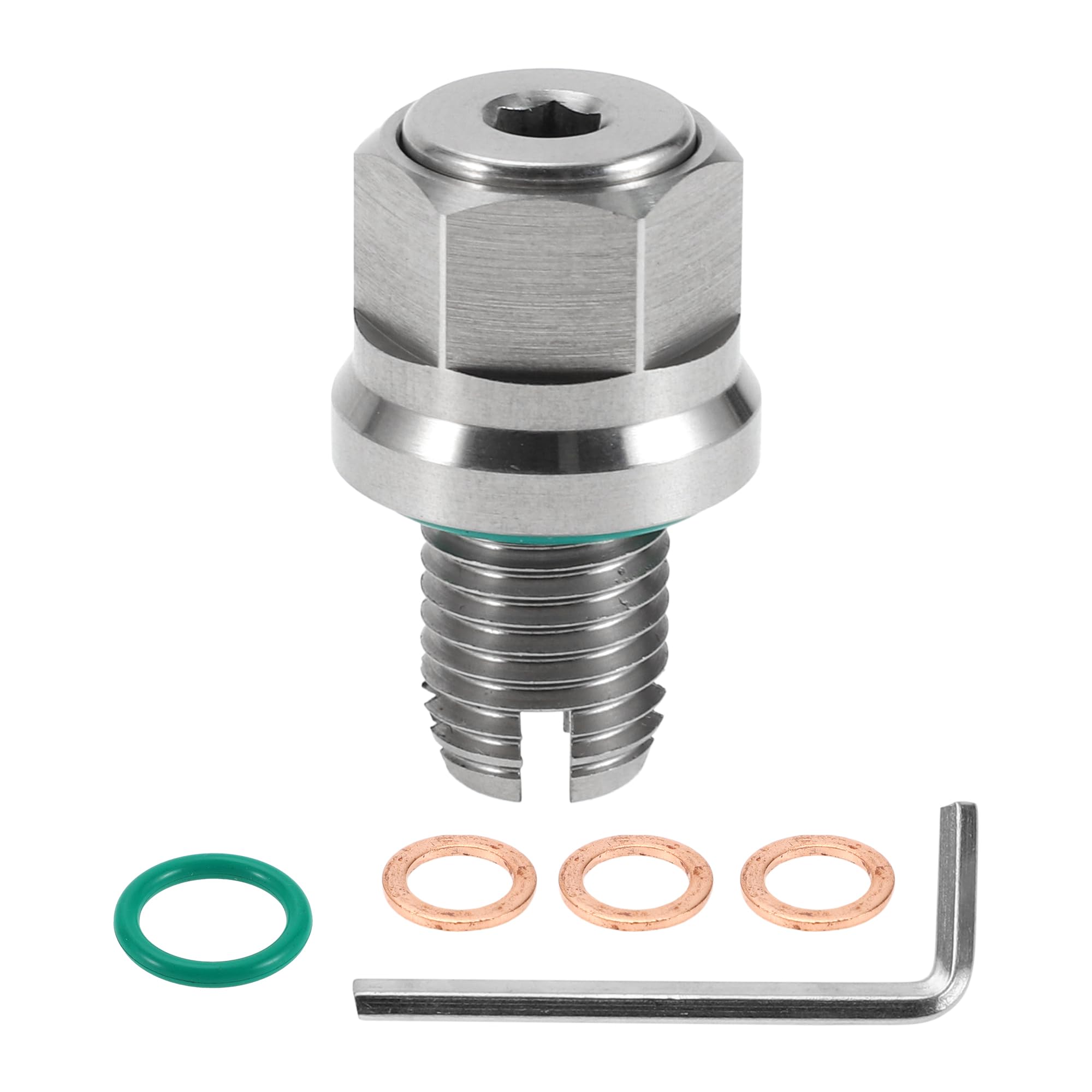 Bullone Di Scarico Olio Antisperdite 1pc Riparazione Filo | Rame Acciaio Inossidabile. Filettatura M10.4-1.25mm. Per Chevrolet, Per Ford. Include 1 Chiave, 2 O Ring, 3 Guarnizioni.
