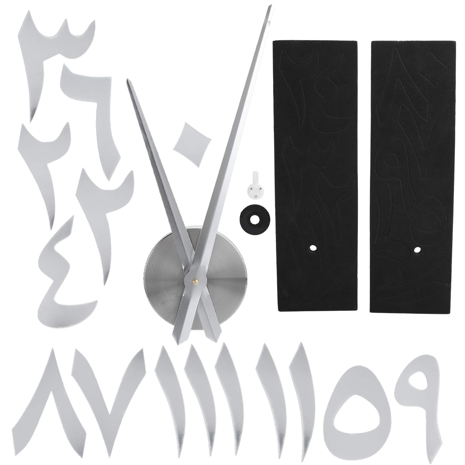 Horloge murale acrylique argent au design moderne et élégant pour grand mur de séjour