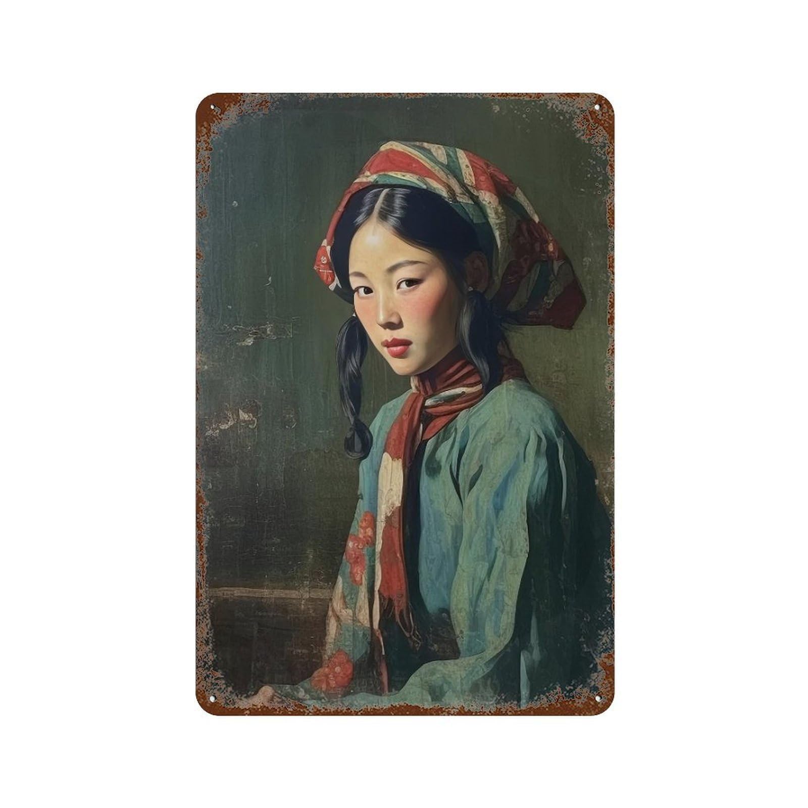 xiaoxiaoshen Asian Girl Vintage Woman Print Wall Decor Art Metal Tin Poster Modern Home Decor Art Home Bar Shop Decorations Vintage Sign 30x20cm