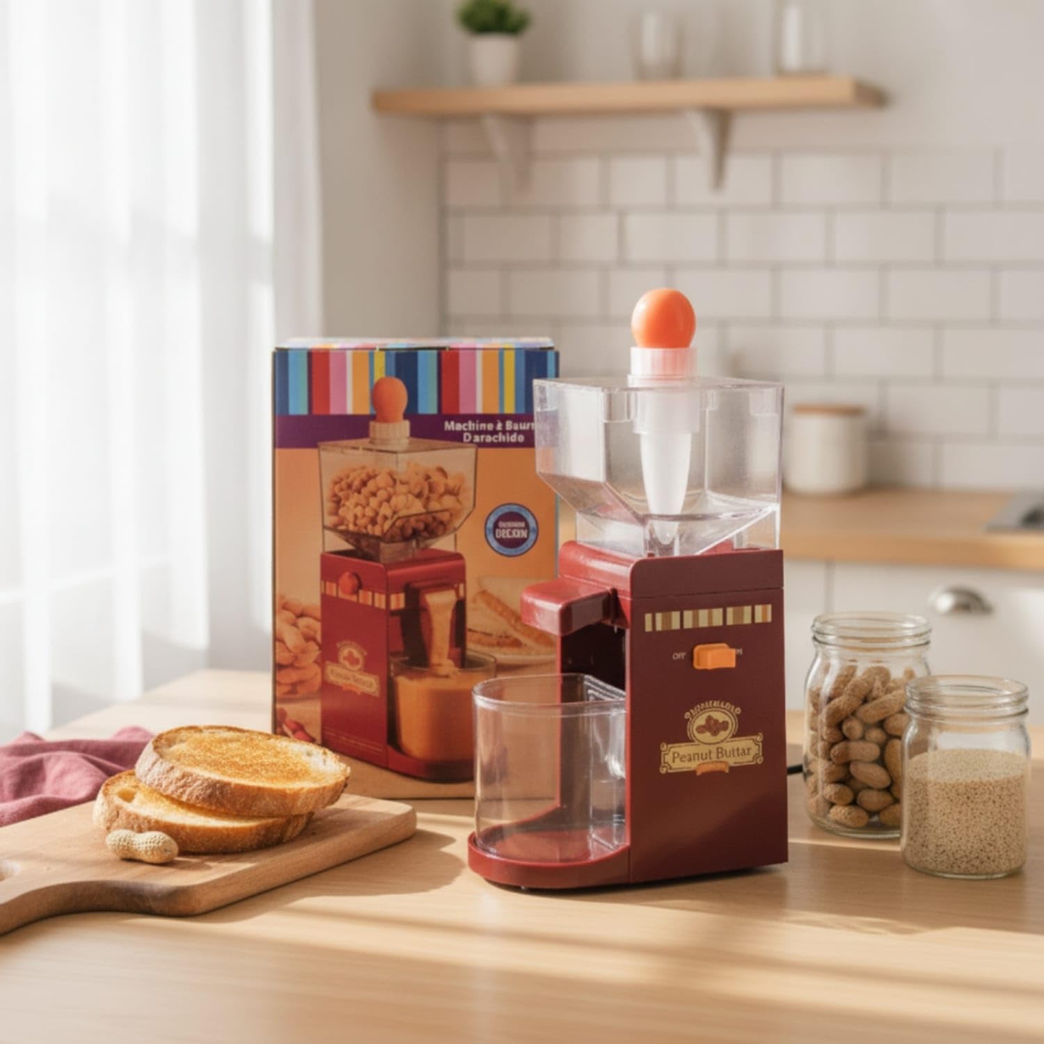 Electric Peanut Butter Maker Household Nut Butter Maker | Electric Peanut Butter Maker Household Nut Countertop Grinding Machine with Hopper Compact for Home Cooks Kitchen Dorm Uk-image-7