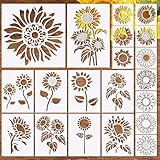 20 Pieces Sunflower Stencils Reusable Sunflowers Flower Stencils for Painting on Wood Wall Floral Stencil for Painting on Furniture,Canvas, Paper,Fabric