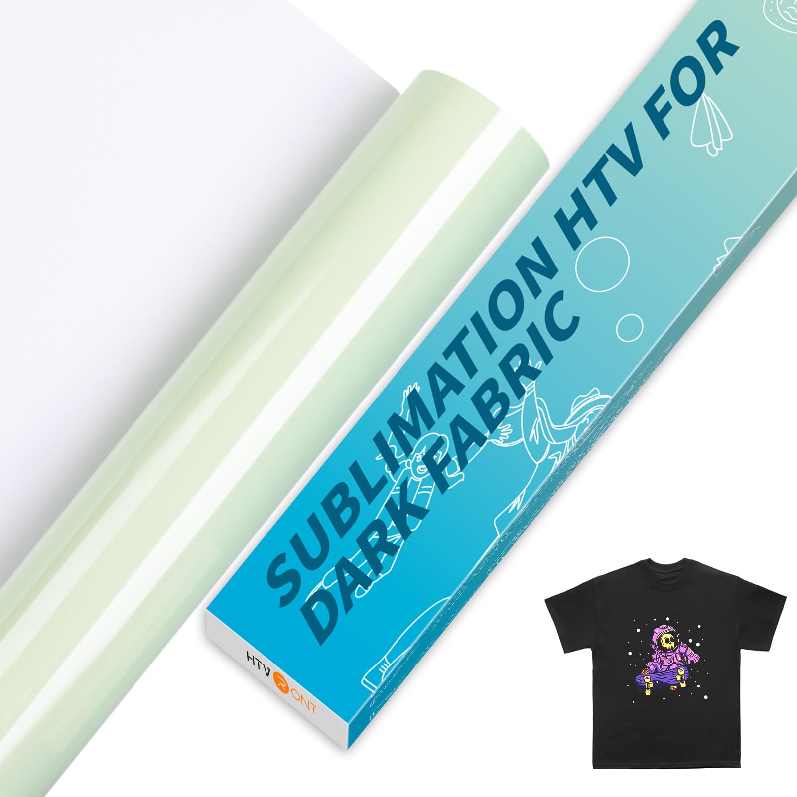 HTVRONT Sublimation HTV for Dark/Light Fabric - Glossy Sublimation Vinyl 12" X 10FT for T-Shirts - Work Together with Sublimation PaperSublimation InkHeat Press