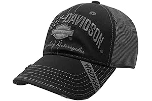 Harley Davidson Men's Bar & Shield Distressed Trucker Cap