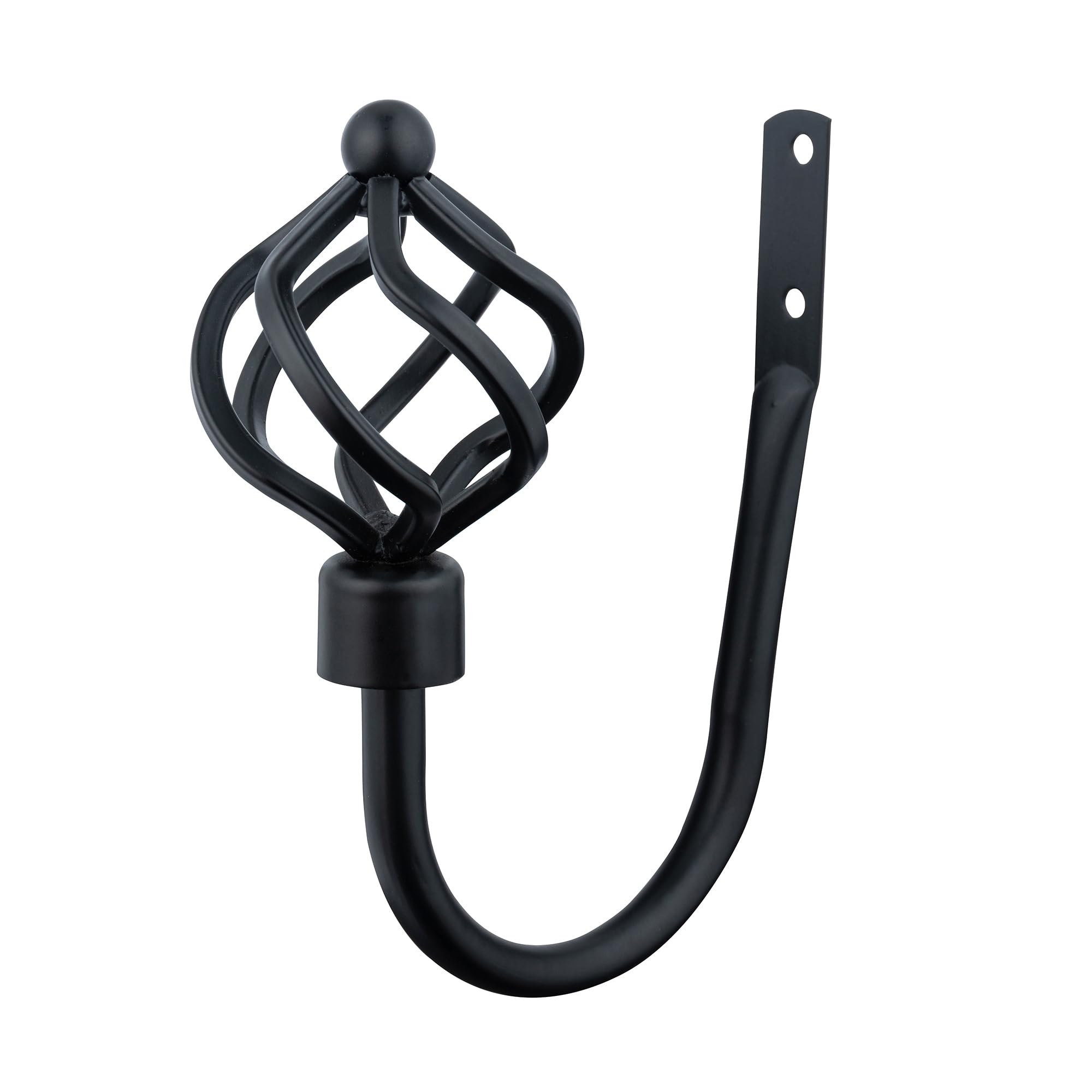 A.unique Home Matte Black Twisted Metal Extendable Curtain Pole With Rings And Fittings, In A Variety Of Colours And Sizes (25/28Mm)(, Holdbacks)