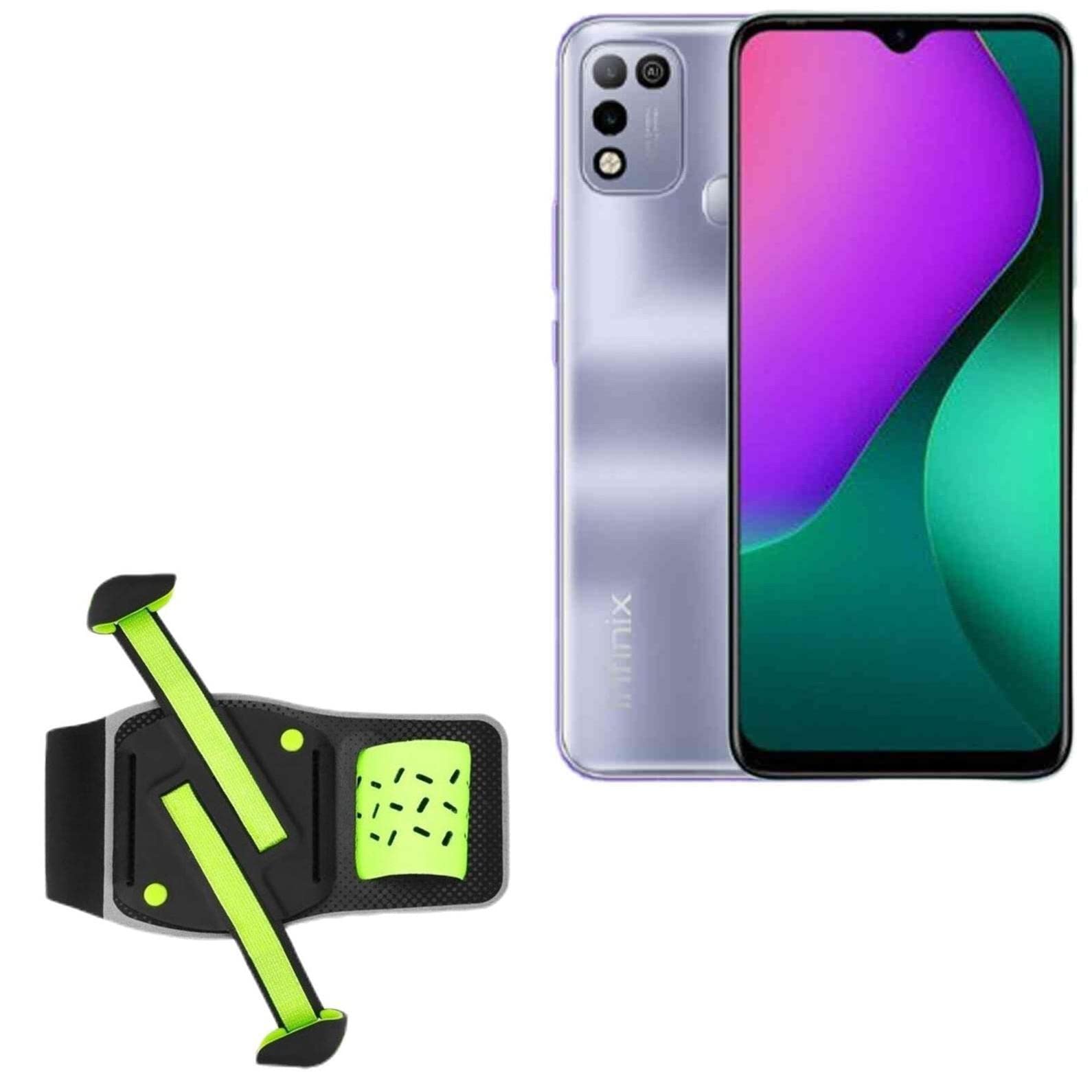 BoxWave Holster Compatible with Infinix Hot 10 Play - FlexSport Armband, Adjustable Armband for Workout and Running - Stark Green