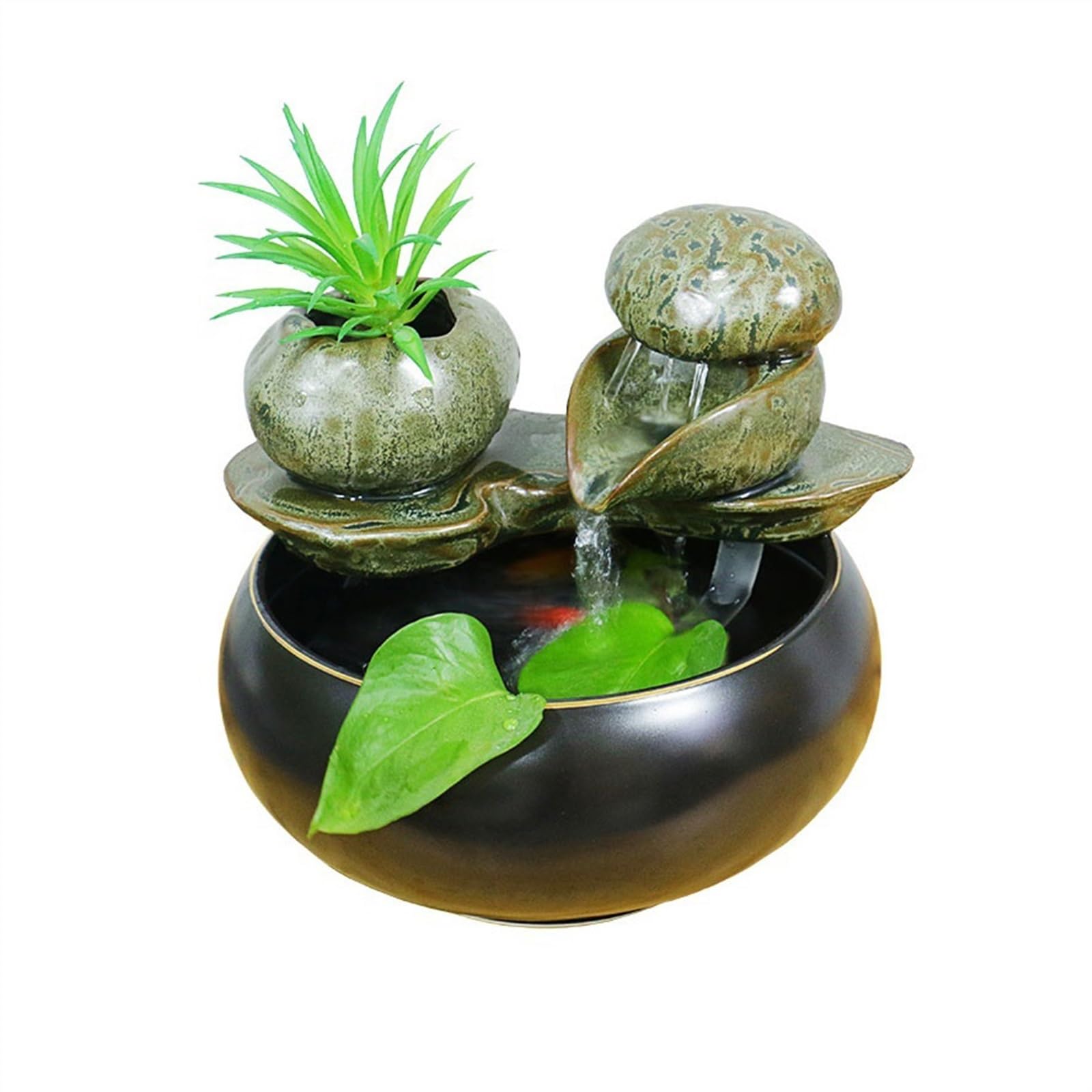 Fuente de Mesa Fuente de Agua de cerámica de Estilo rústico for el hogar, decoración de Escritorio, pequeños Adornos for el salón, Mueble de TV Fuente de Agua Decorativa