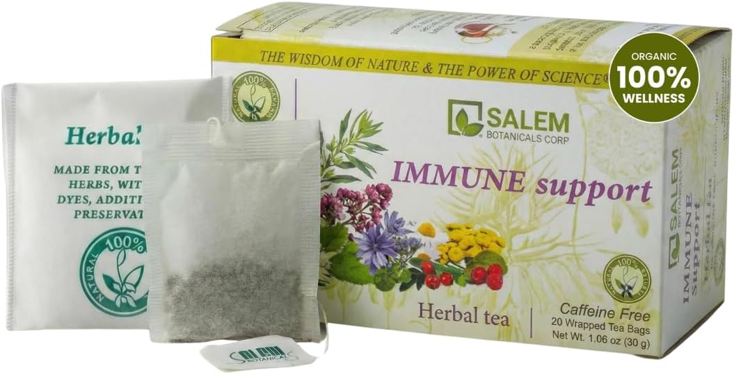 Immune Support Tea - Natural Herbal Wellness Blend | Supports Immune Health, Circulation & Daily Vitality - 20 Individually Wrapped Tea Bags
