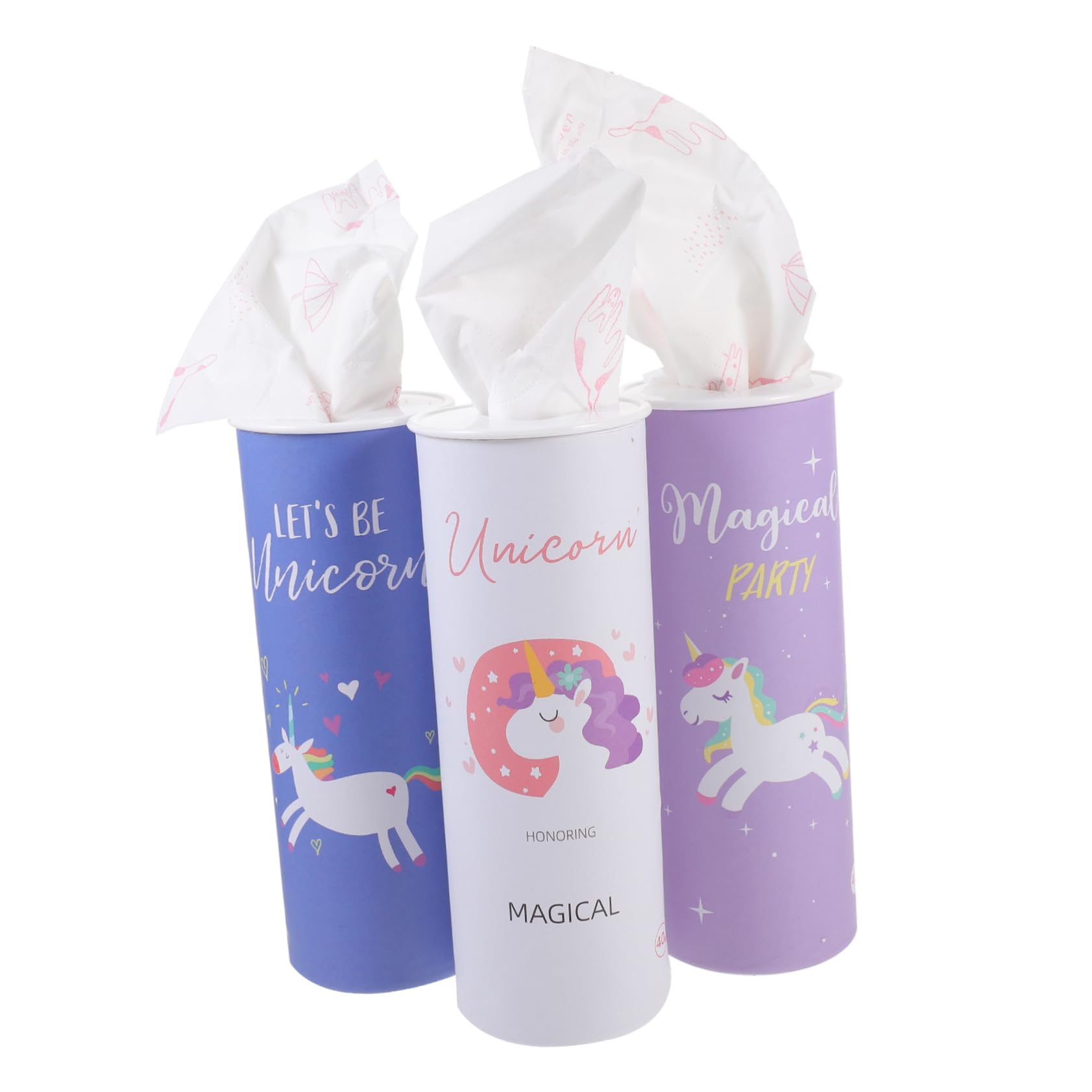 PACKOVE 3 series Servilletas De Papel Con Estampado De Dibujos Animados De Unicornio Pañuelos De Papel De Unicornio Servilletas Decorativas Para Fiestas 3 piezas*3