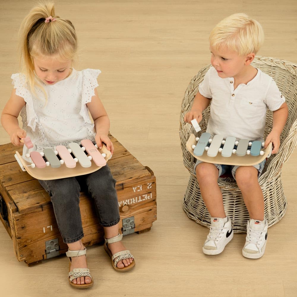 Xylophone aus Holz personalisierbar mit Name und Geburtsdaten Geschenk zur Geburt Blau