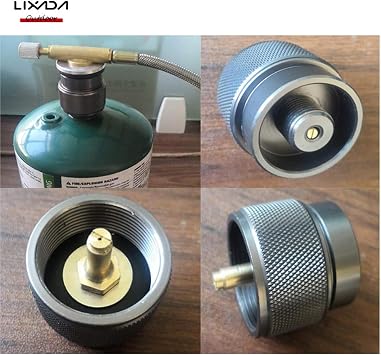 Lixada Camping Stove Adapter 1LB Propane Small Tank Input EN417 Lindal Valve Output/Propane Gas Tank Conversion Head Backpacking Stove Convert Connector, Silver