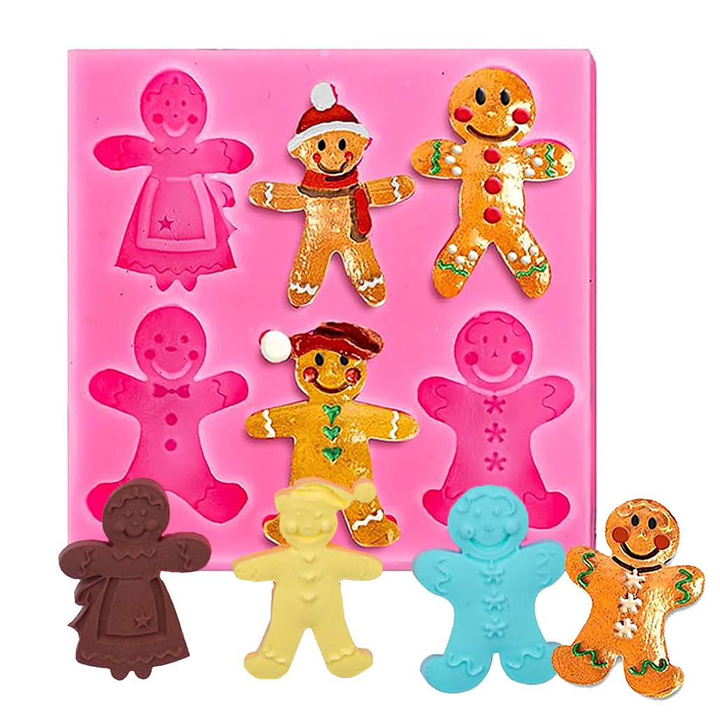 GoodernGoodern Christmas Gingerbread Man Fondant Mold,Silicone Chocolate Candy Mold for Christmas Cake Silicone Mold Cake Decoration Cupcake Topper Kitchen DIY Baking Tools Polymer Clay Mould for Kids