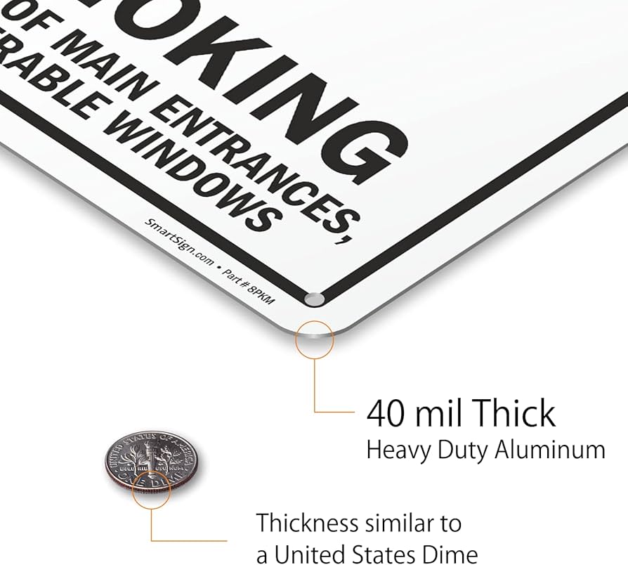 Smoke Free Environment Sign - Black/Silver Plastic Door/Wall Sign 2x6 Inches