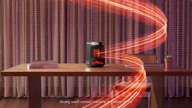 Radiateur Soufflant Céramique 1500W - Avec Effet Flamme 3D, Minuterie 4 Niveaux, écran Numérique, Sécurité Anti-basculement