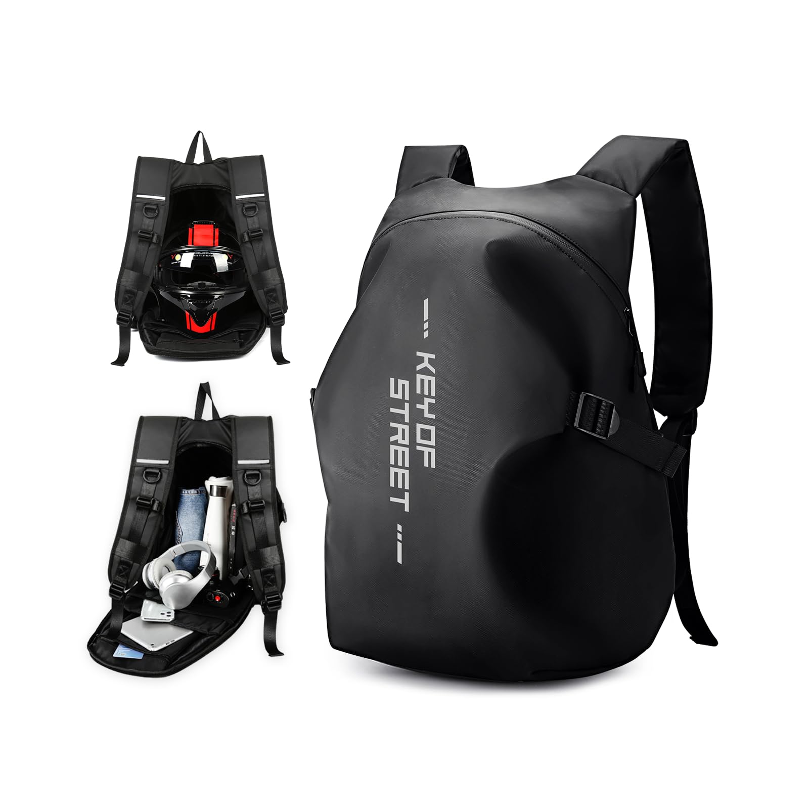 WEPLAN Zaino da Moto Uomo Donna Zaino Portacasco da Moto Zaino da Portacasco Impermeabile Borsa Porta Casco Moto Cinturino per Casco da Moto,Nero L