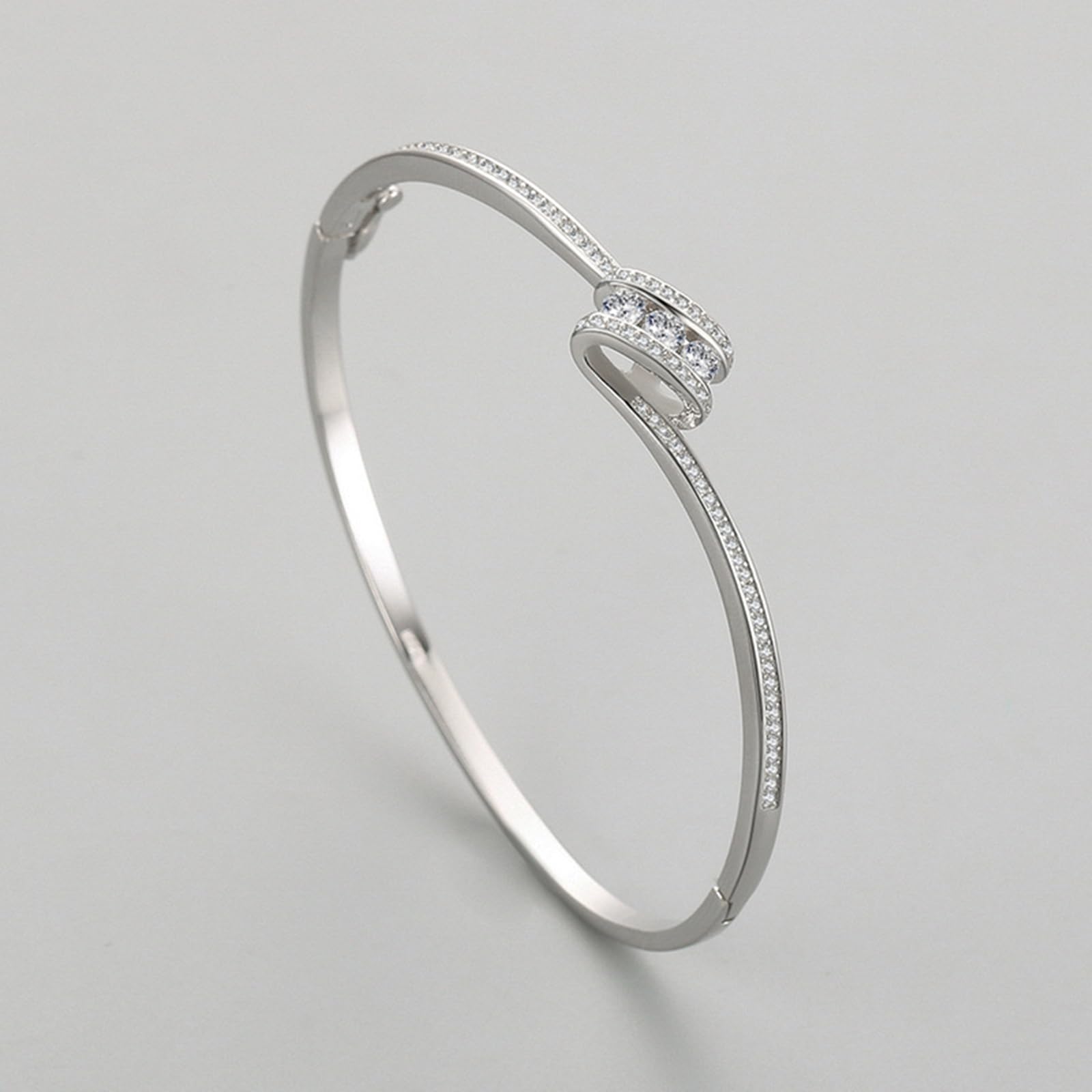Pulsera de plata 925 para mujer con circonita cúbica, pulsera de canal de plata para mujer, adecuada para aniversario