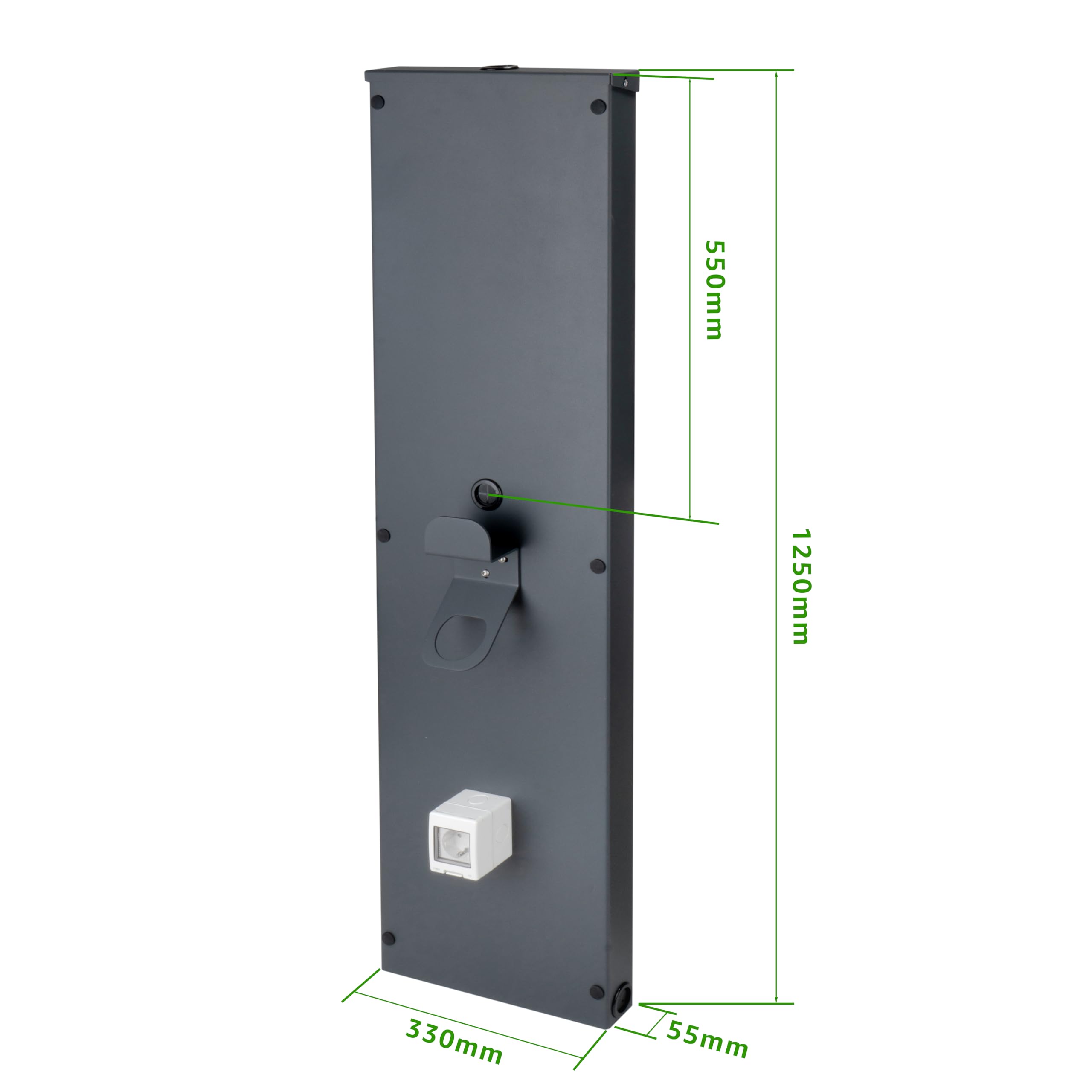 Uniwersalna kolumna ścienna z aluminium do stabilnej instalacji stacji ładującej i zorganizowanego miejsca ładowania do pojazdów elektrycznych, płyta ścienna do Wallbox (125 x 33 x 5,5 cm