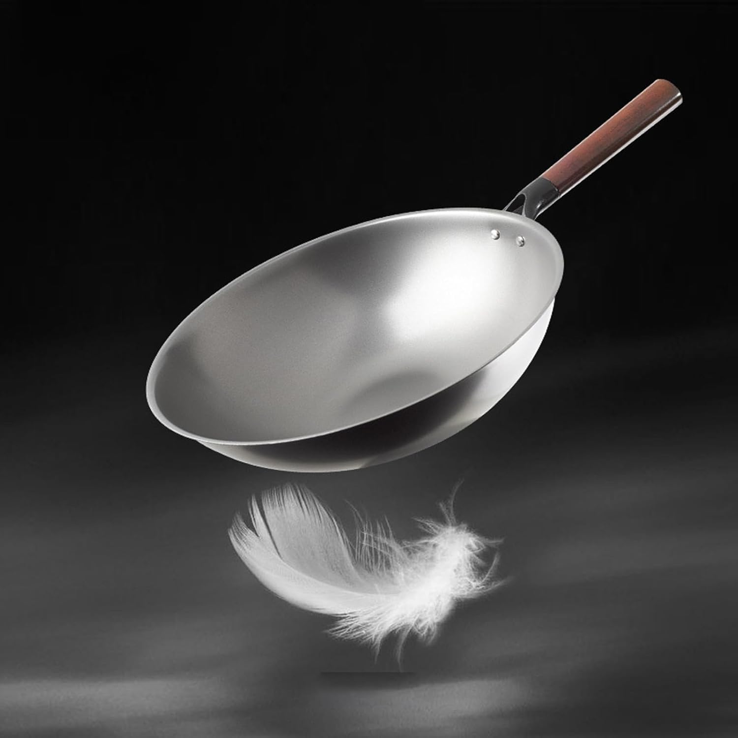 Titanium and Ceramic Nonstick Wok Pan with Lid,12.6 Inch Woks & Stir Fry Pans with Stay-Cool Handle,Flat Bottom Wok Suits for Induction, Electric, All Stoves,A